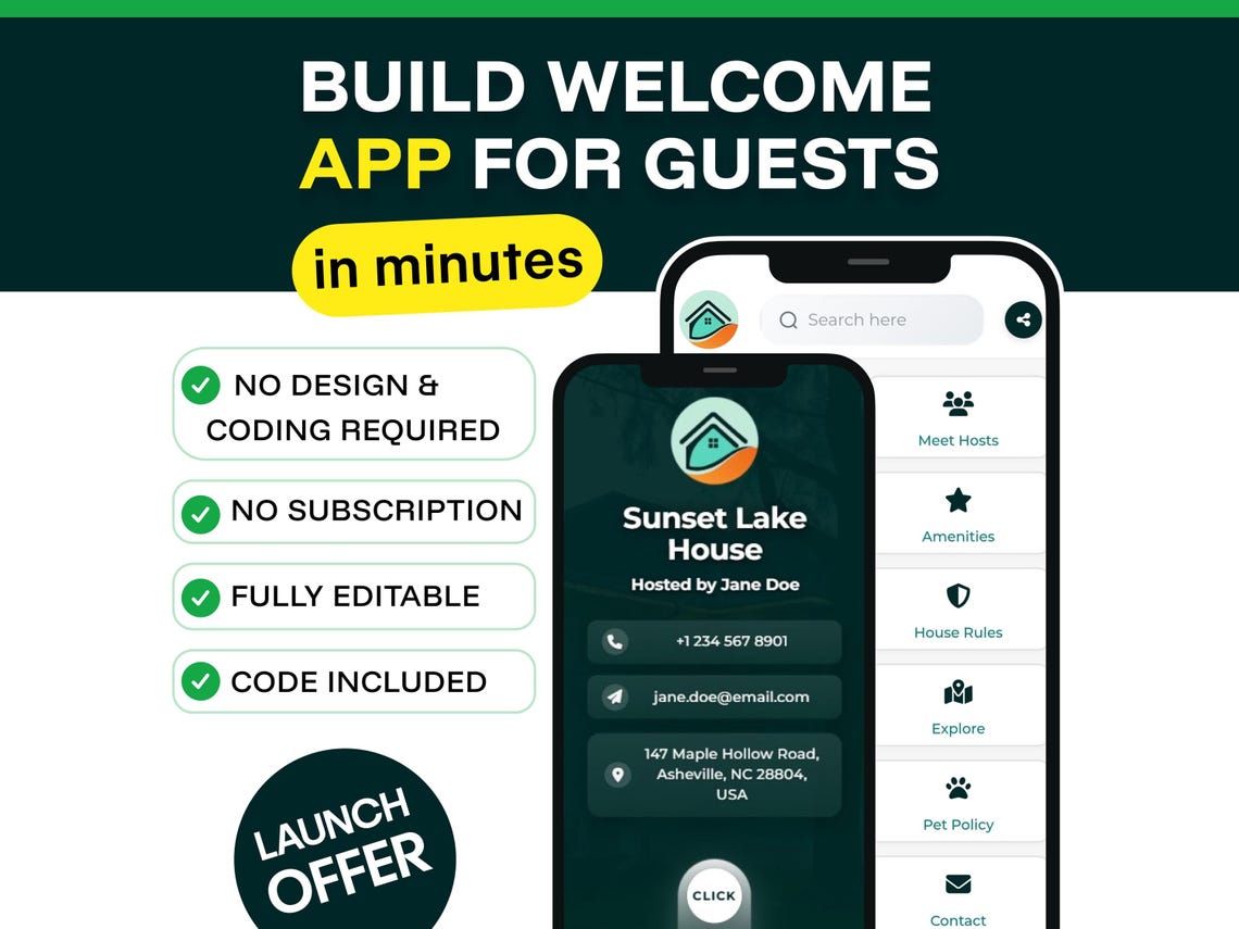 Airbnb Welcome Book Web-App & Guest Guidebook | FREE 500+ Canva Template Bonus